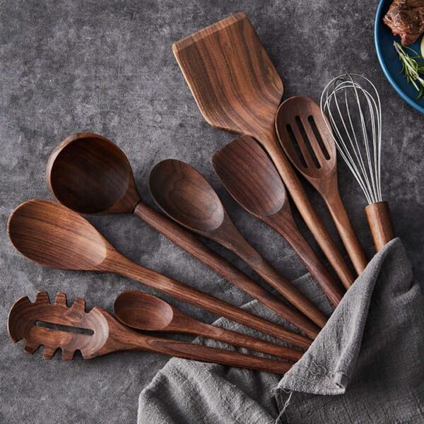 Elegant Wooden Kitchen Utensil Set